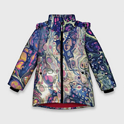 Куртка зимняя для девочки Не смешавшиеся краски abstract pattern, цвет: 3D-красный