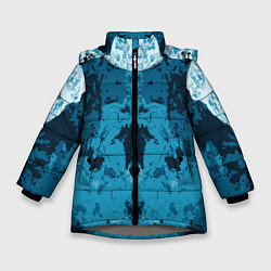 Куртка зимняя для девочки Абстрактный графический узор Abstraction, цвет: 3D-светло-серый