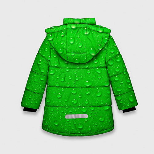 Зимняя куртка для девочки Зеленый фон с росой / 3D-Черный – фото 2