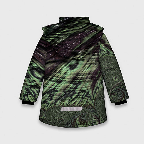 Зимняя куртка для девочки Камуфляжный змеиный фрактал / 3D-Светло-серый – фото 2