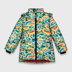 Куртка зимняя для девочки Восточные мотивы, цвет: 3D-красный