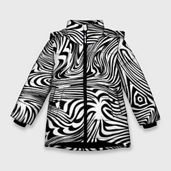 Куртка зимняя для девочки Сумасшедшая зебра Абстрактный узор с извилистыми л, цвет: 3D-черный