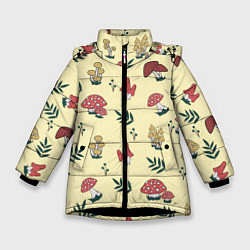 Куртка зимняя для девочки Mushroom, грибы- грибочки, цвет: 3D-черный