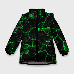 Зимняя куртка для девочки Абстракция - Черно-зеленый фон - дым