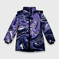 Куртка зимняя для девочки Фиолетовая магия Абстракция с мраморными разводами, цвет: 3D-черный