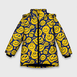 Куртка зимняя для девочки Flowing emoticons, цвет: 3D-черный