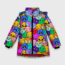 Зимняя куртка для девочки Sticker bombing смайлы маленькие
