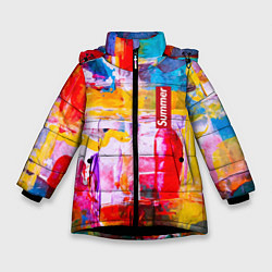 Зимняя куртка для девочки Импрессионизм Лето Абстракция Impressionism Summer