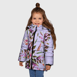Куртка зимняя для девочки Цветы Вересковый Сад, цвет: 3D-черный — фото 2