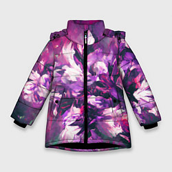 Куртка зимняя для девочки Wild flowers, цвет: 3D-черный