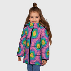 Куртка зимняя для девочки Тай-дай, яркие пятна, цвет: 3D-светло-серый — фото 2