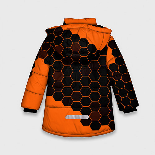 Зимняя куртка для девочки ДОТА 2 на фоне узоров из сот / 3D-Черный – фото 2
