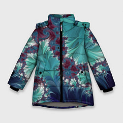 Куртка зимняя для девочки Фрактальный растительный паттерн Fractal Plant Pat, цвет: 3D-светло-серый