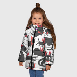 Куртка зимняя для девочки Котики - арт, цвет: 3D-красный — фото 2