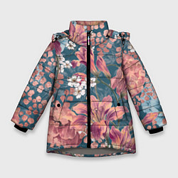 Зимняя куртка для девочки Цветы Золотого Цвета