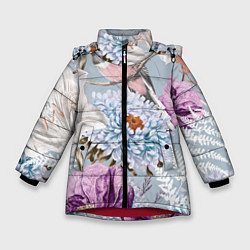 Куртка зимняя для девочки Цветы Чудесный Весенний Узор, цвет: 3D-красный