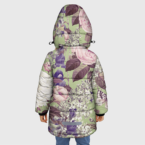 Зимняя куртка для девочки Цветы Чудесный Садовый Узор / 3D-Красный – фото 4