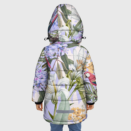 Зимняя куртка для девочки Цветы Фиолетовые Дикие Джунгли / 3D-Красный – фото 4