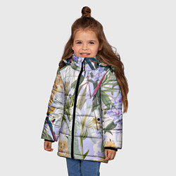 Куртка зимняя для девочки Цветы Фиолетовые Дикие Джунгли, цвет: 3D-красный — фото 2