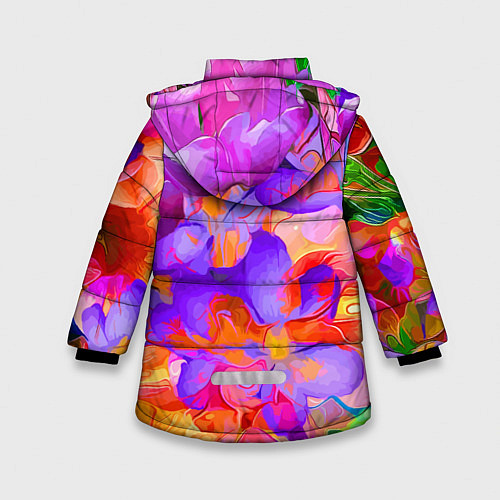 Зимняя куртка для девочки Красочный цветочный паттерн Лето Colorful Floral P / 3D-Красный – фото 2