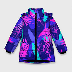Куртка зимняя для девочки ЯРКИЕ ТЕКСТУРНЫЕ ЦВЕТЫ, цвет: 3D-черный