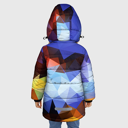 Зимняя куртка для девочки Абстрактный цветной узор из треугольников Abstract / 3D-Красный – фото 4