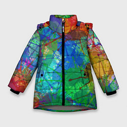 Куртка зимняя для девочки Разноцветные кляксы, цвет: 3D-светло-серый