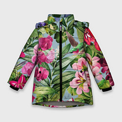 Куртка зимняя для девочки Цветы Эдема, цвет: 3D-светло-серый