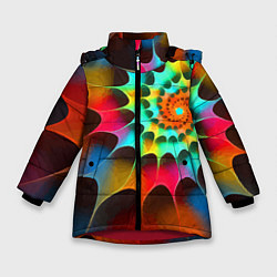 Куртка зимняя для девочки Красочная неоновая спираль Colorful neon spiral, цвет: 3D-красный