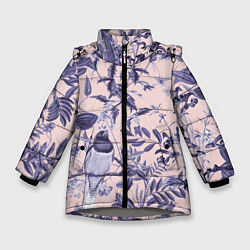 Зимняя куртка для девочки Цветы Флизелиновые Тропики