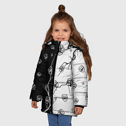 Куртка зимняя для девочки АРСЕНАЛ - Молнии Паттерн, цвет: 3D-черный — фото 2