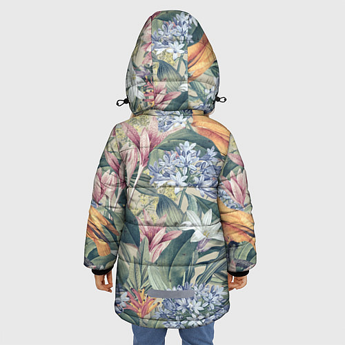 Зимняя куртка для девочки Цветы Лилии и Агапантус / 3D-Красный – фото 4