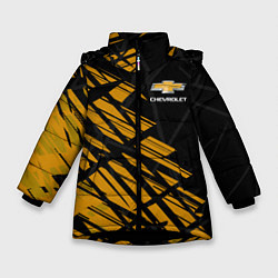 Куртка зимняя для девочки Chevrolet, Шевроле, цвет: 3D-черный