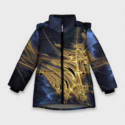 Куртка зимняя для девочки Фрактальная футуристическая композиция Абстракция, цвет: 3D-светло-серый