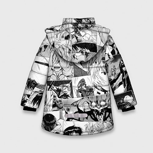 Зимняя куртка для девочки Евангелион паттерн / 3D-Черный – фото 2