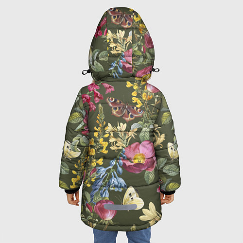 Зимняя куртка для девочки Цветы Винтажные / 3D-Красный – фото 4