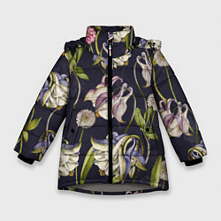Зимняя куртка для девочки Цветы Аквилегии