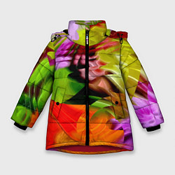 Зимняя куртка для девочки Разноцветная абстрактная композиция Лето Multi-col