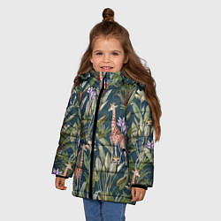 Куртка зимняя для девочки Цветы Безвременники и Жирафы, цвет: 3D-светло-серый — фото 2