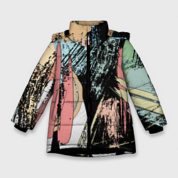 Зимняя куртка для девочки Абстрактные мазки цветной краской abstraction