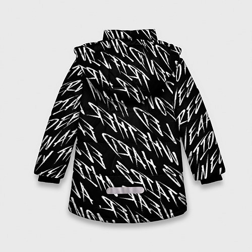 Зимняя куртка для девочки Рандомный текст / 3D-Черный – фото 2