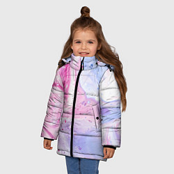 Куртка зимняя для девочки АКВАРЕЛЬНЫЕ РАЗВОДЫ ПАСТЕЛЬНЫЕ, цвет: 3D-светло-серый — фото 2