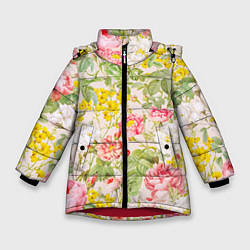Зимняя куртка для девочки Цветы Летнии Английские Розы