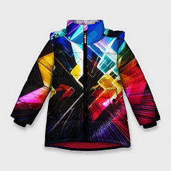 Зимняя куртка для девочки Неоновая молния Абстракция Neon Lightning Abstract