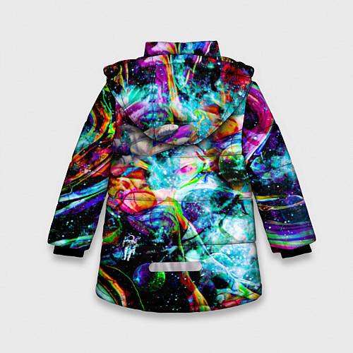 Зимняя куртка для девочки Красочный космос / 3D-Черный – фото 2