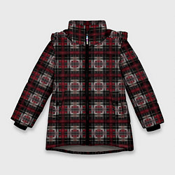 Куртка зимняя для девочки Черно-красный узор в клетку, цвет: 3D-светло-серый