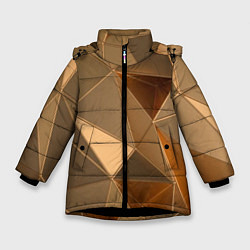 Куртка зимняя для девочки Золотые 3D треугольники, цвет: 3D-черный