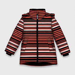 Куртка зимняя для девочки БОРДОВЫЙ В ПОЛОСКУ, цвет: 3D-черный