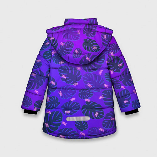 Зимняя куртка для девочки Неоновый Chill и пальмовые листья / 3D-Черный – фото 2