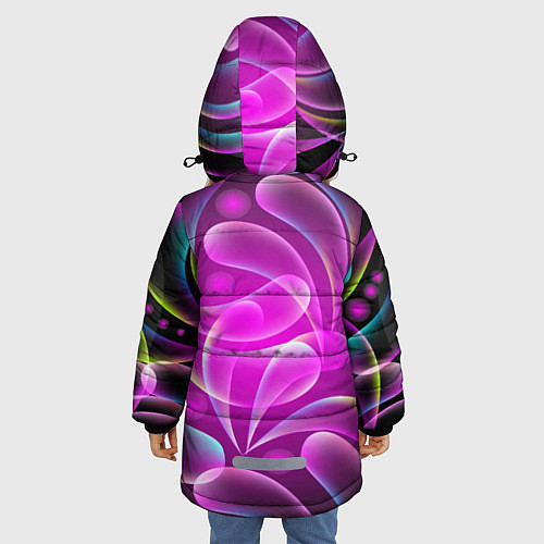 Зимняя куртка для девочки Объемные абстрактные узоры / 3D-Красный – фото 4